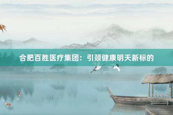 合肥百胜医疗集团：引颈健康明天新标的